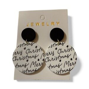 Merry Christmas Round Earrings